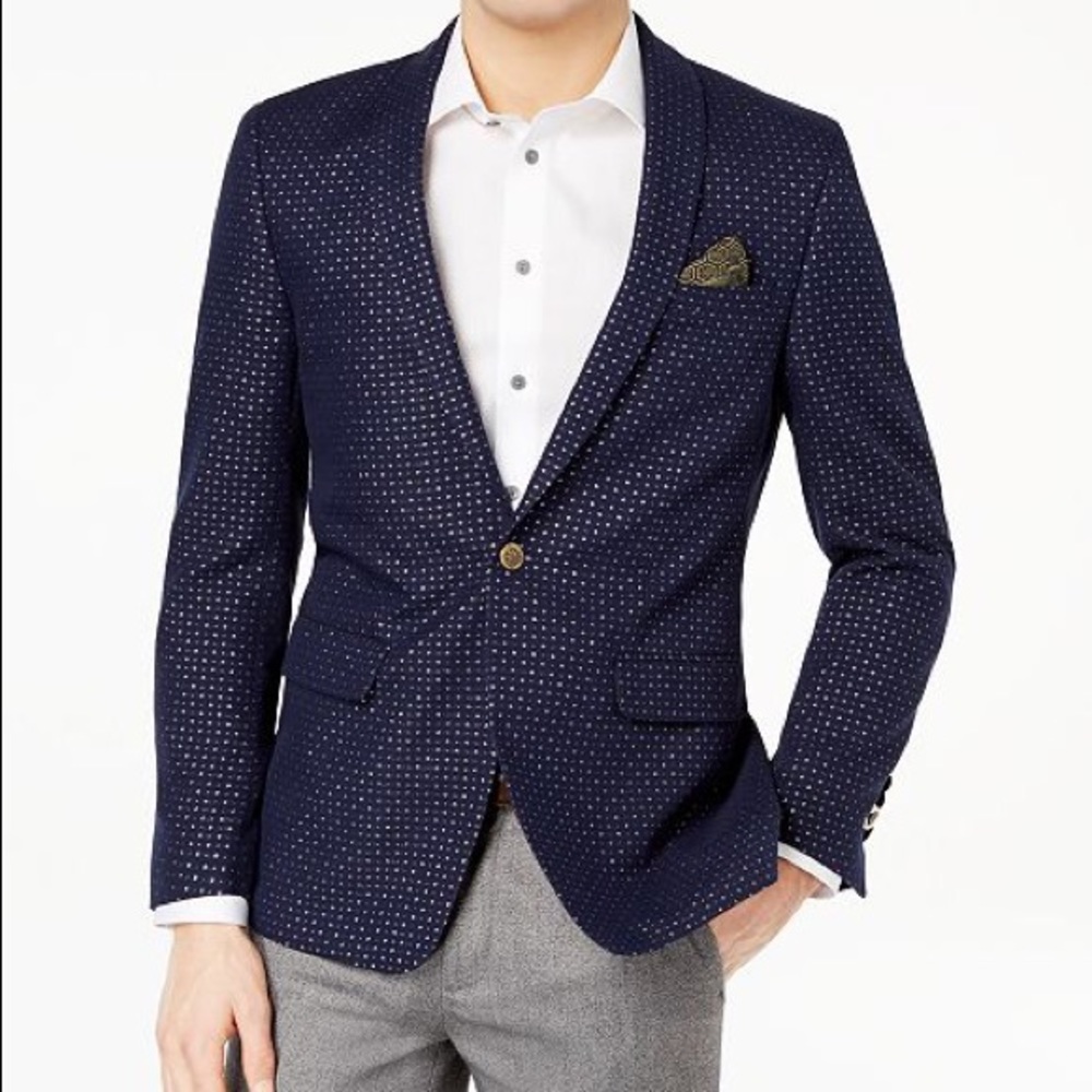 ON HOLD NWT Tallia Orange Navy Metallic Dot Jacket